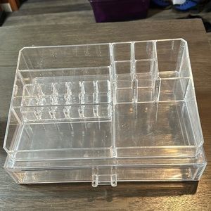 Three piece makeup organizer